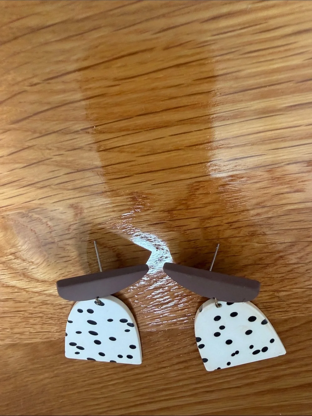 Womens& White Polka Dot Drop Earrings - Cute Dangle Accessory